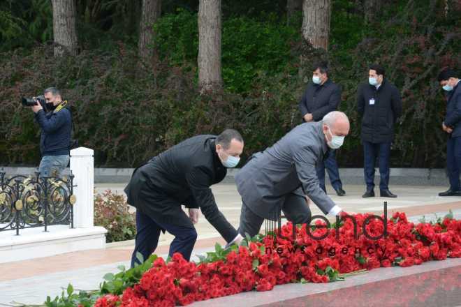 Public reps of Azerbaijan paying tribute to late National Leader Heydar Aliyev.Azerbaijan Baku May 10 2021